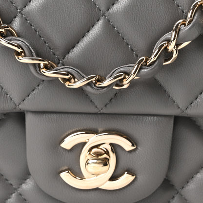 Chanel Lambskin Quilted Mini Rectangular Flap Dark Grey 8 of 10