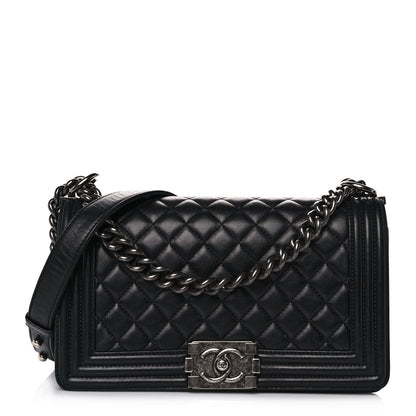 Chanel Lambskin Quilted Medium Boy Flap Black 1 of 11