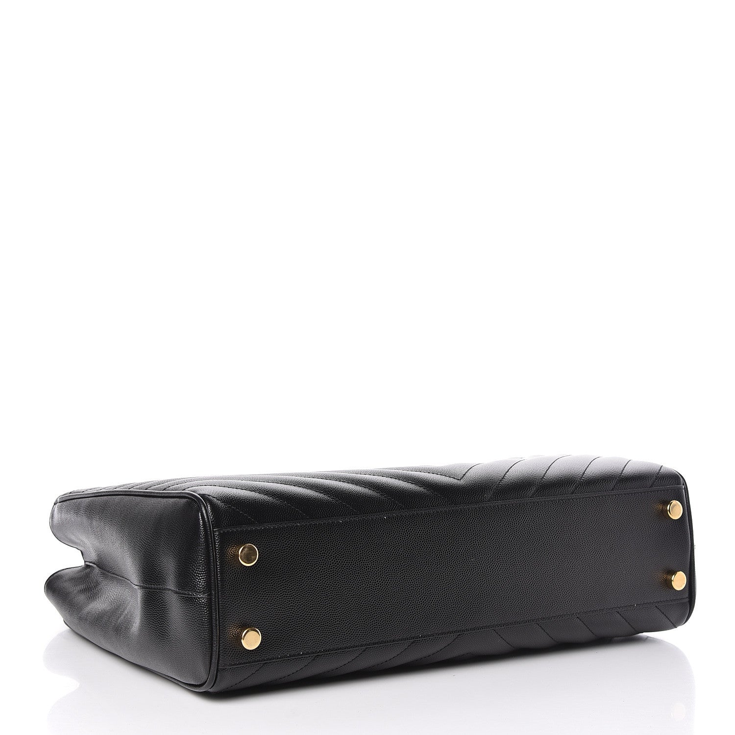 Saint Laurent Grain De Poudre Matelasse Chevron Monogram Shopping Bag Black 4 of 15