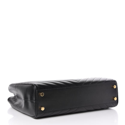 Saint Laurent Grain De Poudre Matelasse Chevron Monogram Shopping Bag Black 4 of 15