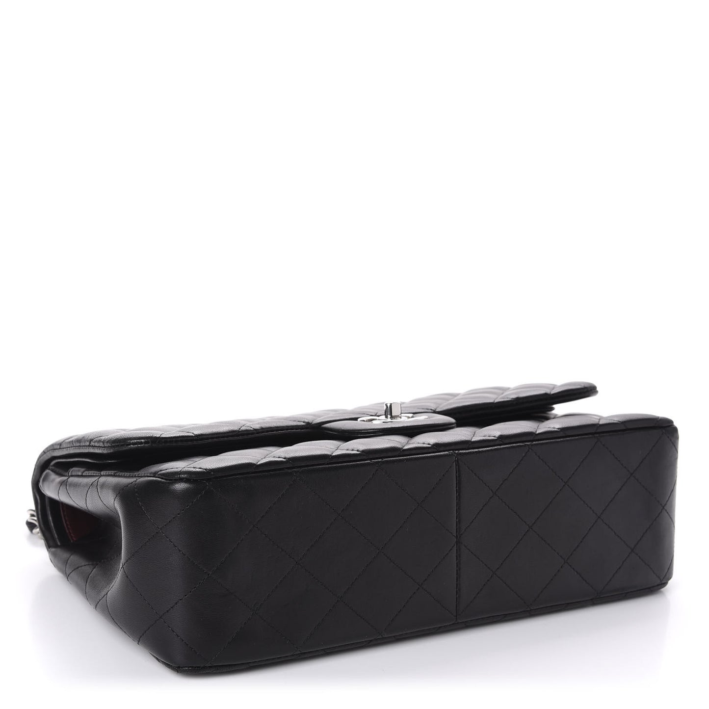 Lambskin Quilted Jumbo Double Flap Black