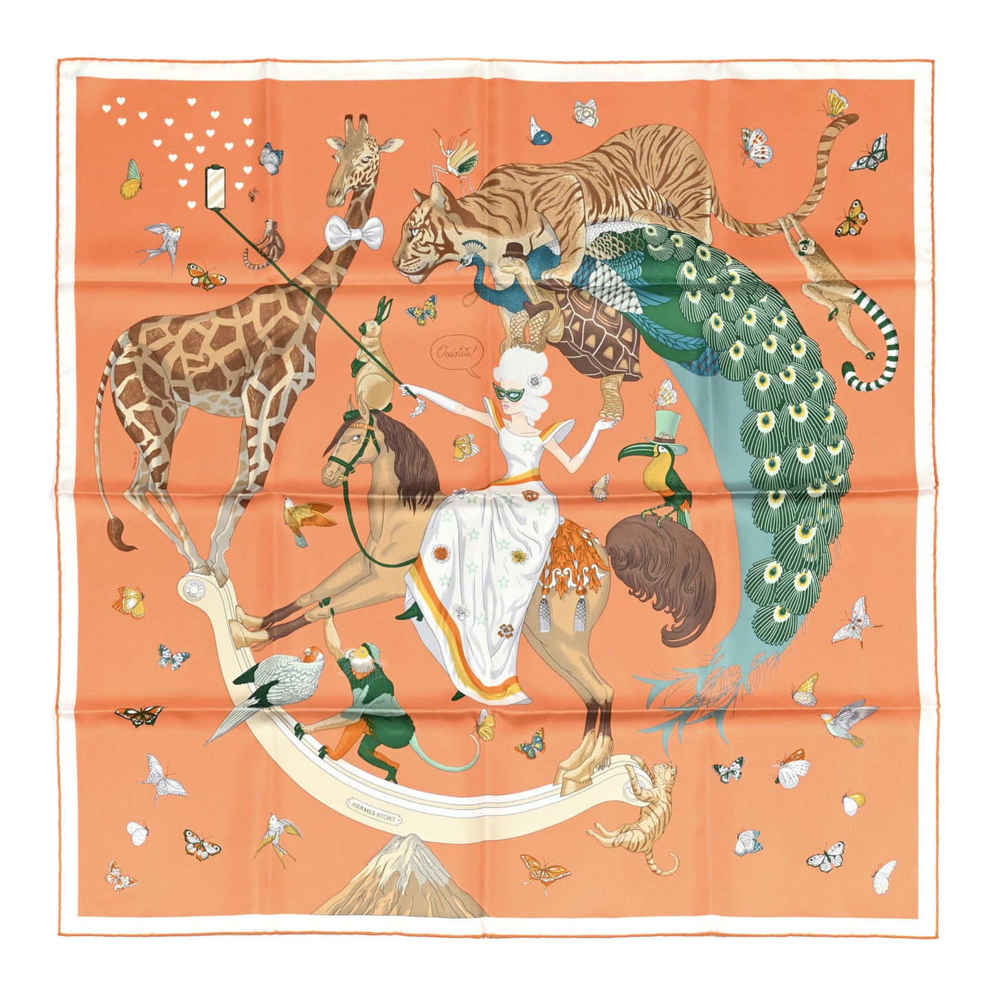 Silk Story 90 Scarf Abricot Beige Vert
