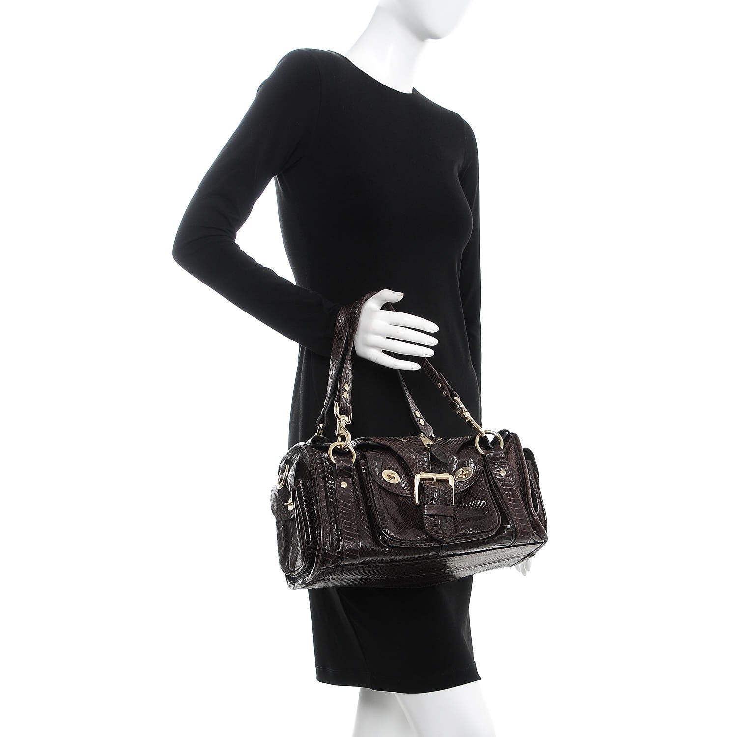 Mulberry Python Alana Shoulder Bag Dark Brown 2 of 10