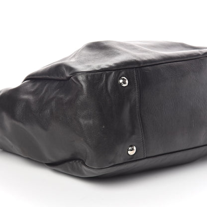 Prada Soft Calfskin Pleated Hobo Black 8 of 9