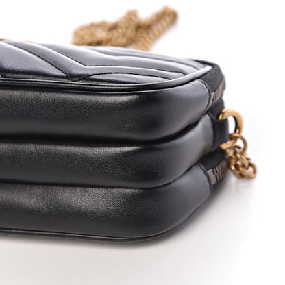 Gucci Calfskin Matelasse Mini GG Marmont Chain Crossbody Bag Black 14 of 15