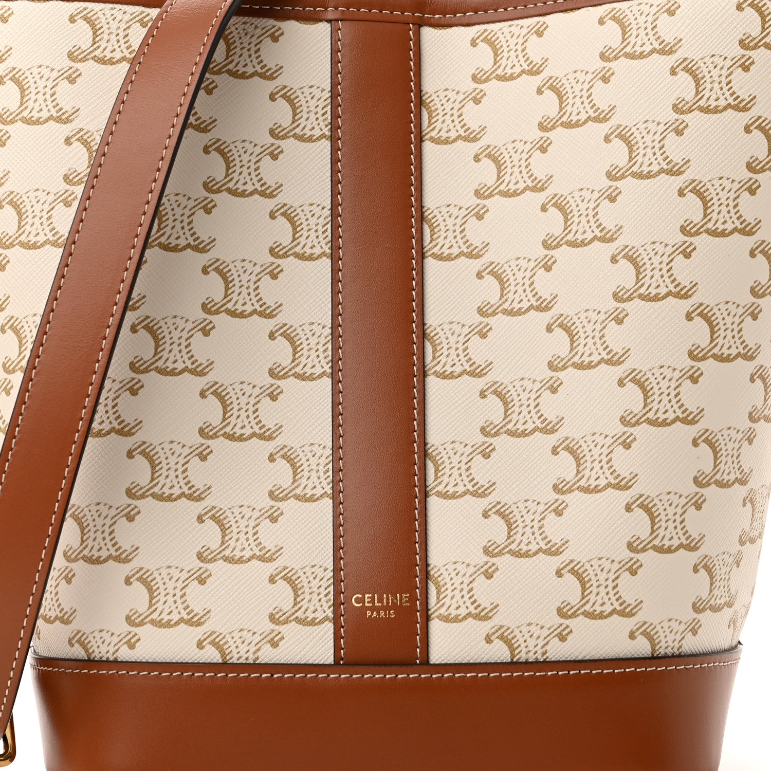 Celine Triomphe Canvas Calfskin Small Bucket Bag White 8 of 11