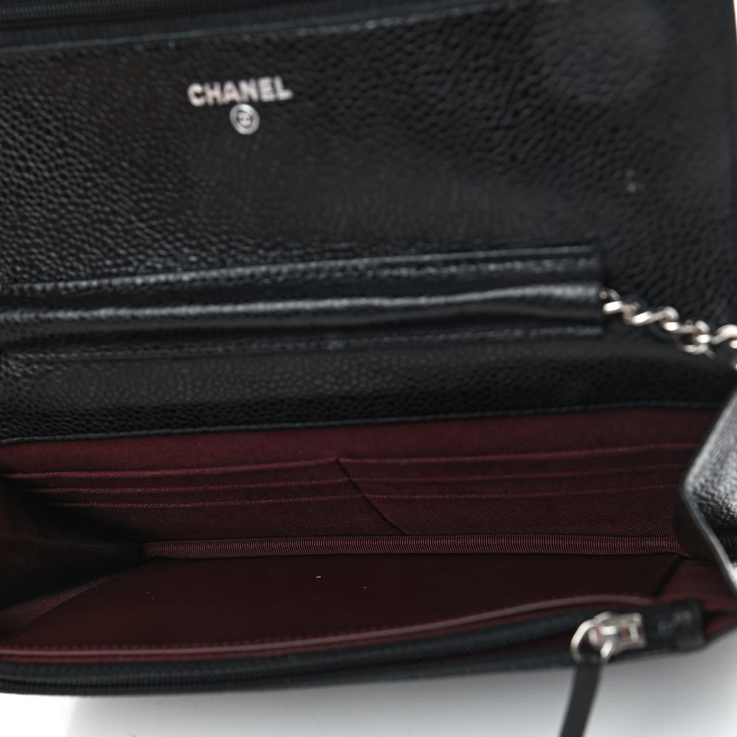 Caviar Quilted Wallet On Chain WOC Black