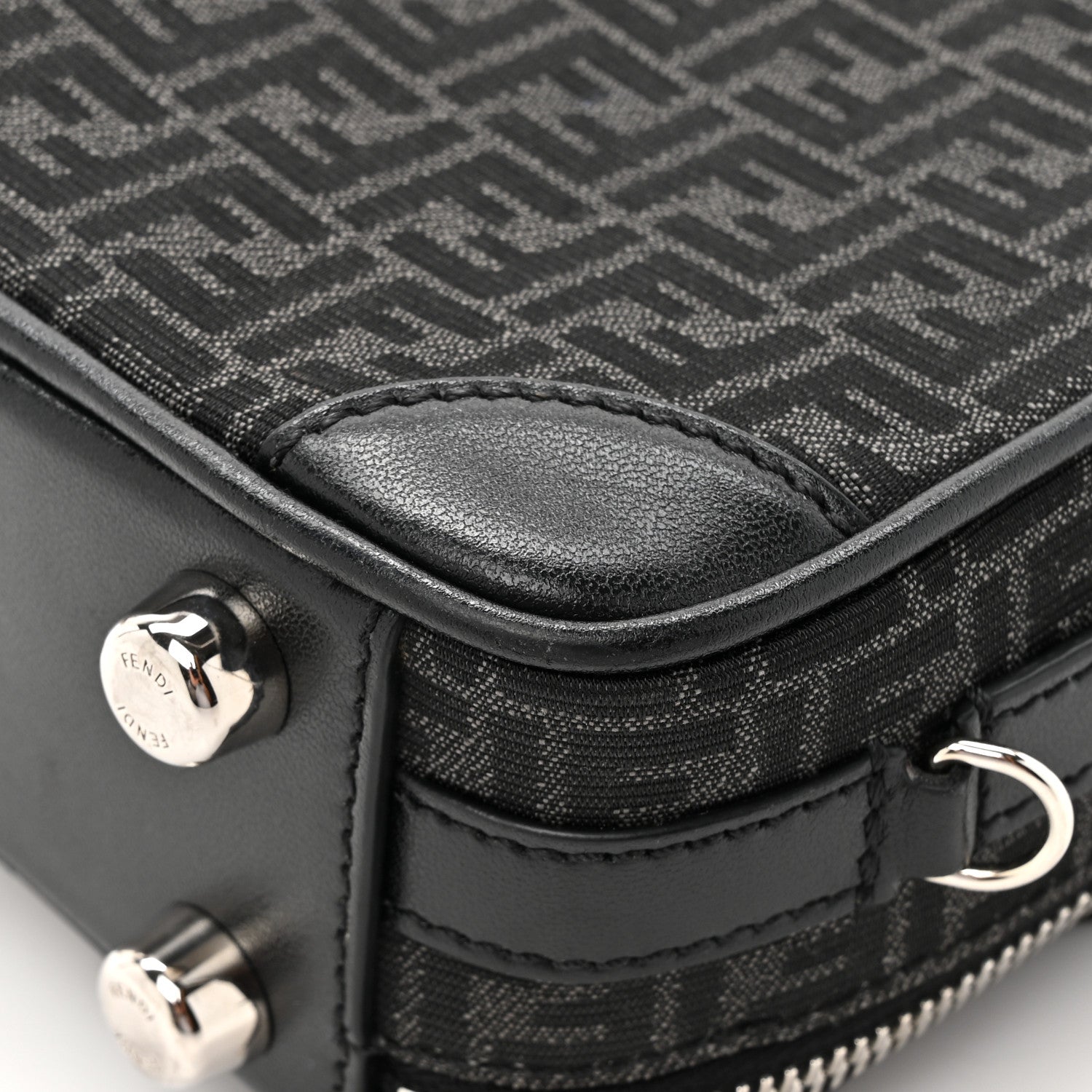 Fendi Recycled Fabric Jacquard Vitello Astro Micro FF Mini Trolley Bag Asfalto Black 11 of 11