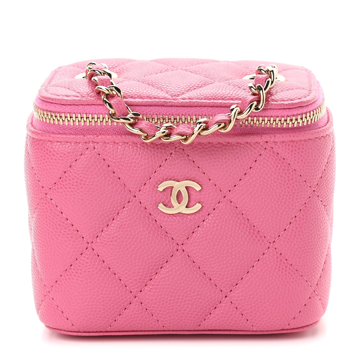 Chanel Caviar Quilted Mini Vanity Case With Chain Pink 1 of 9