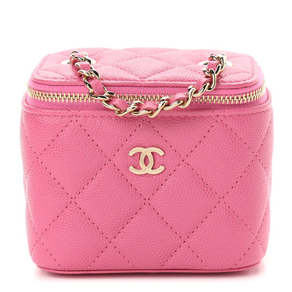 Chanel Caviar Quilted Mini Vanity Case With Chain Pink 1 of 9
