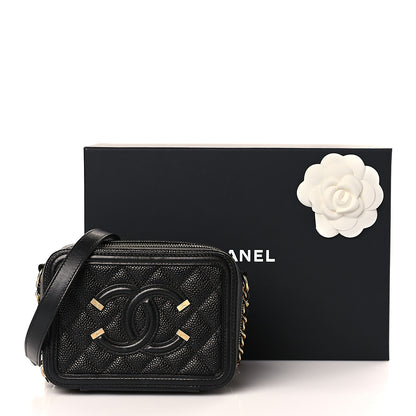 Chanel Caviar Quilted CC Filigree Vanity Clutch With Chain Black 10 of 10
