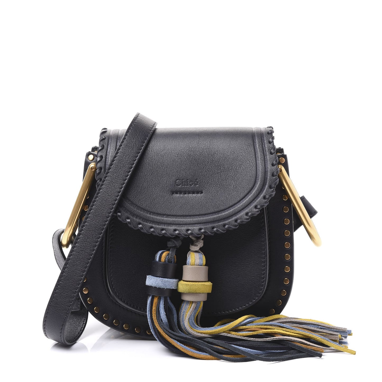 Calfskin Mini Hudson Tassel Shoulder Bag Full Blue