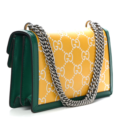 Gucci Azalea Calfskin GG Monogram Bi-Color Debossed Small Dionysus Shoulder Bag Stone Topaz Mystic White Emerald 3 of 11