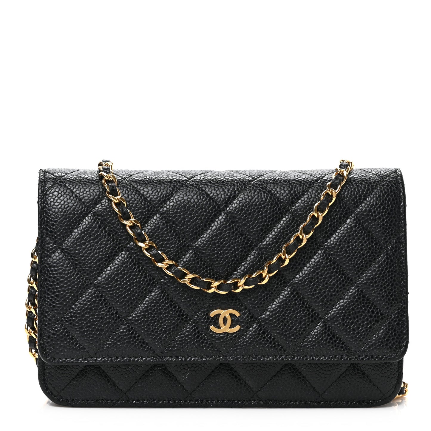 Caviar Quilted Wallet on Chain WOC Black