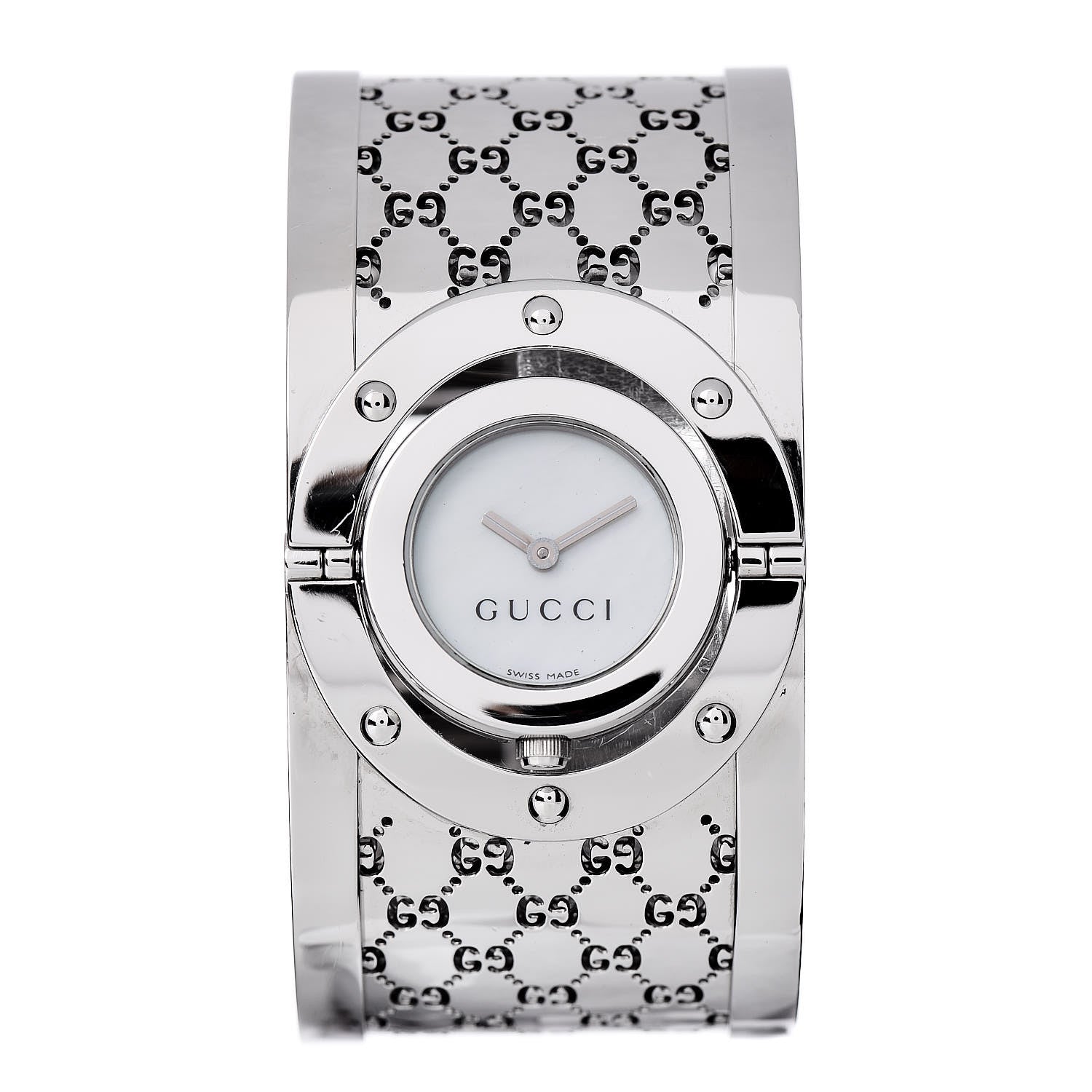 Gucci Stainless Steel Mother of Pearl 33mm Twirl Quartz Watch 1 of 6