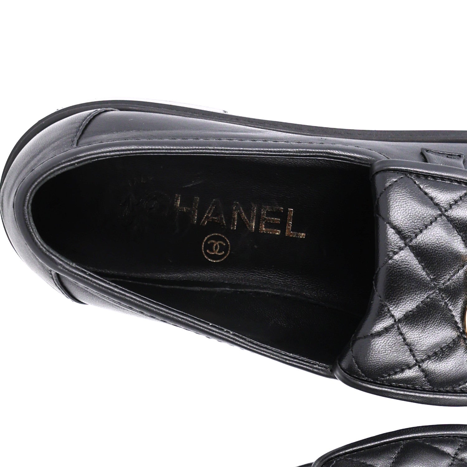 Chanel Lambskin Quilted CC Turnlock Loafers 38.5 Black 7 of 8