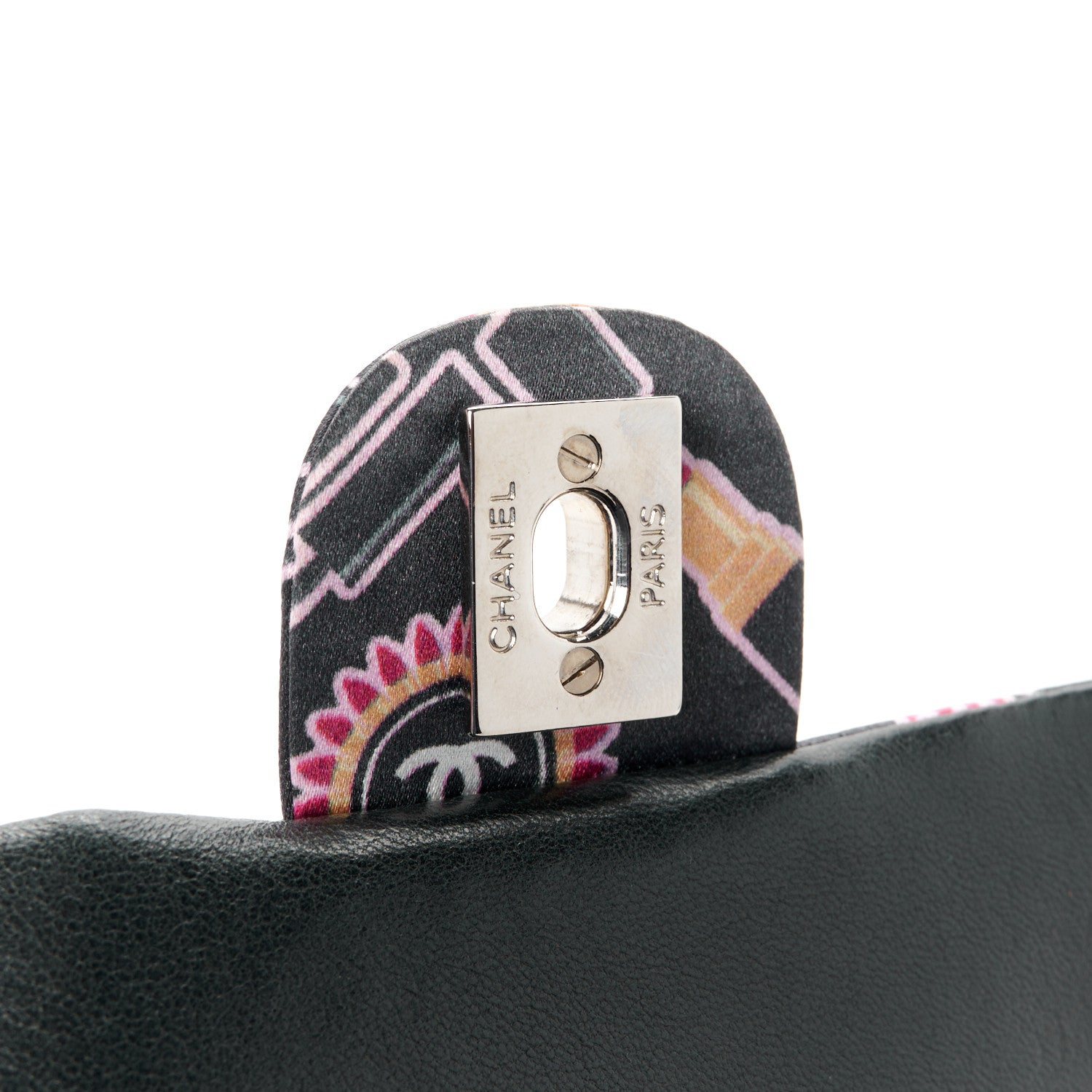 Chanel Satin Printed Lipstick Small Single Flap Black 7 of 11