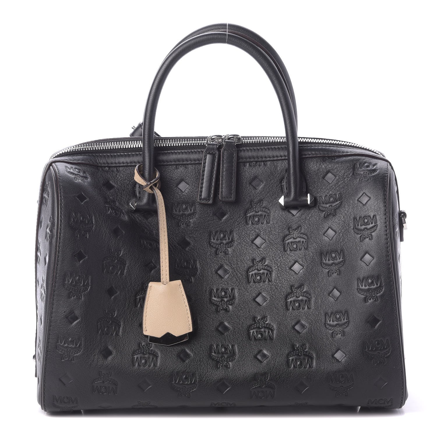 MCM Calfskin Ottomar Monogram Essential Boston Bag Black 1 of 9