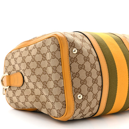 Gucci Monogram Selleria Calfskin Vintage Web Medium Boston Beige Ebony Yellow 9 of 14