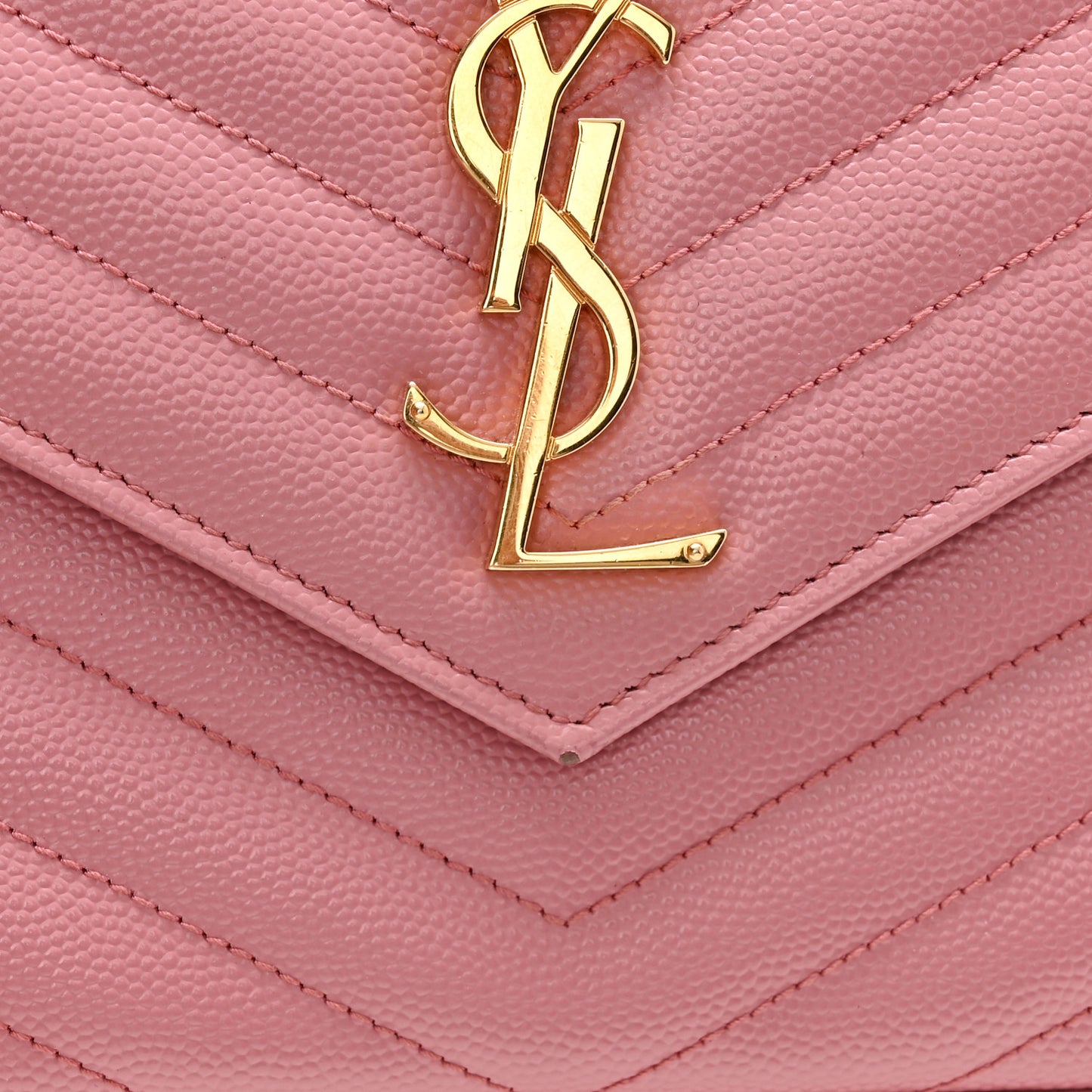 Grain De Poudre Matelasse Chevron Monogram Chain Wallet Tender Pink