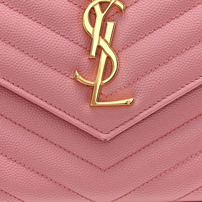 Saint Laurent Grain De Poudre Matelasse Chevron Monogram Chain Wallet Tender Pink 11 of 11