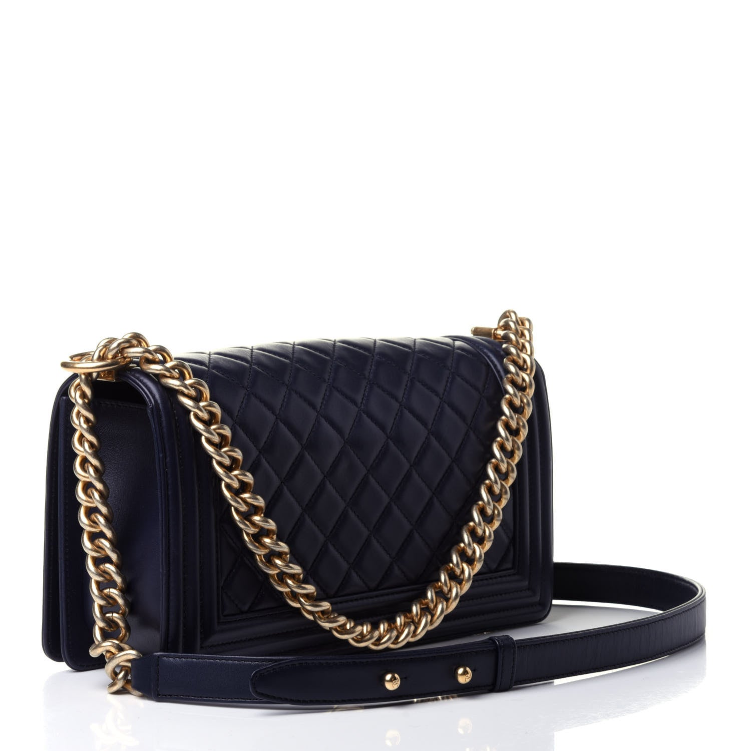 Chanel Lambskin Quilted Medium Boy Flap Navy 2 of 4