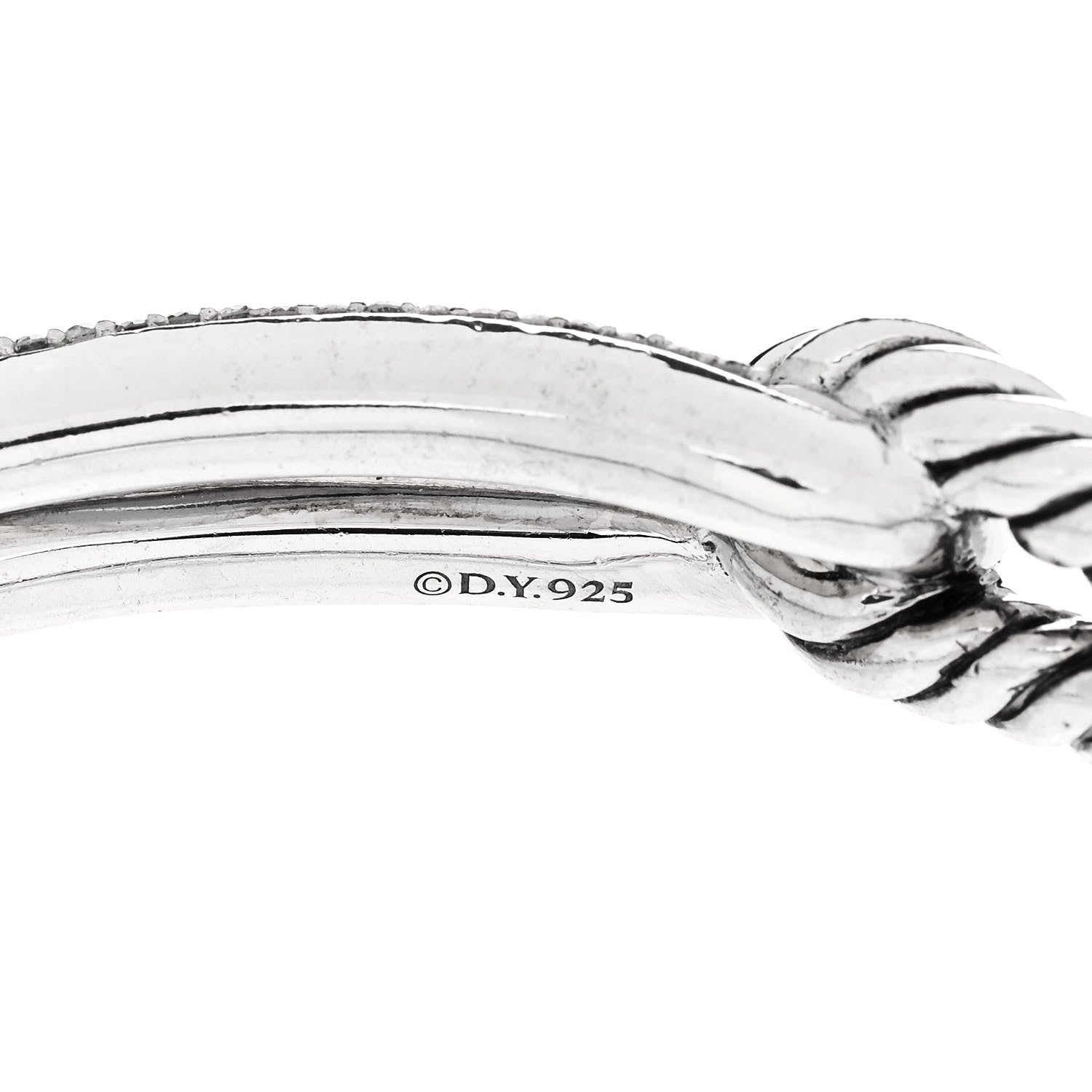 David Yurman Sterling Silver Diamond Pave 10mm Single Loop Labyrinth Bracelet 3 of 4