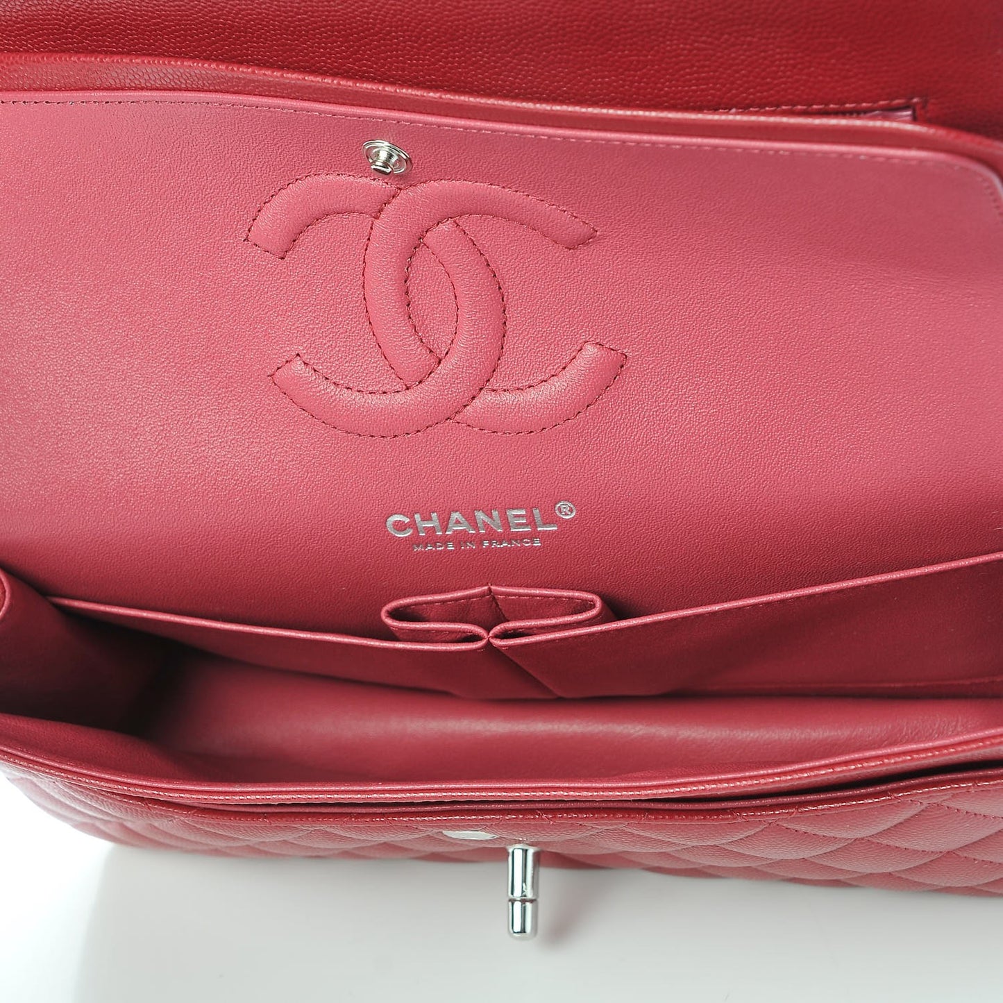 Caviar Quilted Medium Double Flap Pink
