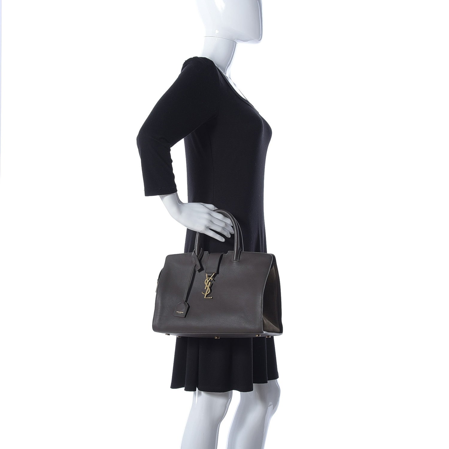 Saint Laurent Calfskin Suede Small Monogram Downtown Cabas Earth 3 of 12