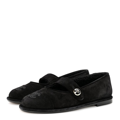 Chanel Suede Cap Toe CC Mary Jane Flats 37 Black 4 of 10