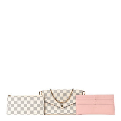 Louis Vuitton Damier Azur Pochette Felicie Chain Wallet Rose Ballerine 2 of 14