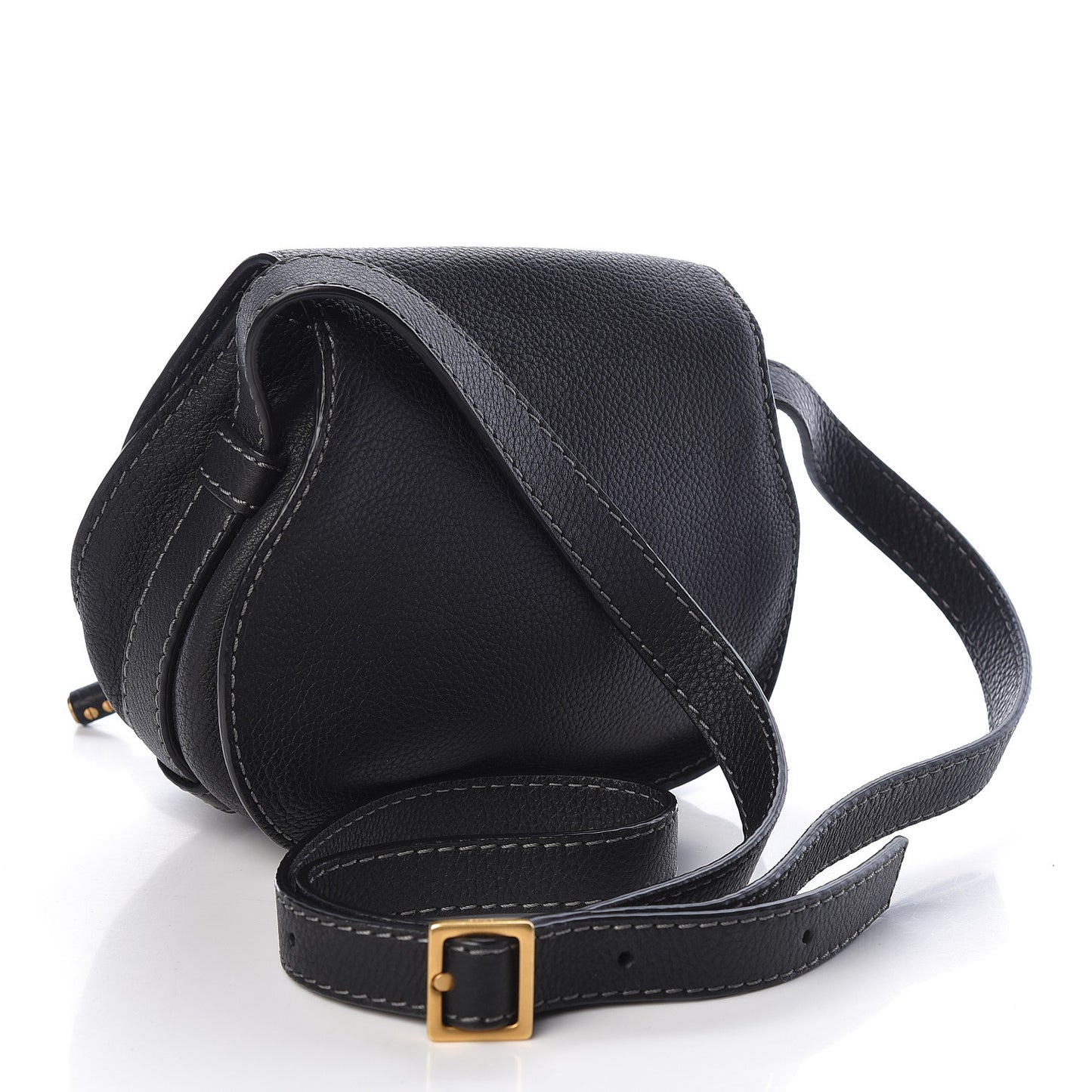 Calfskin Mini Marcie Round Crossbody Bag Black