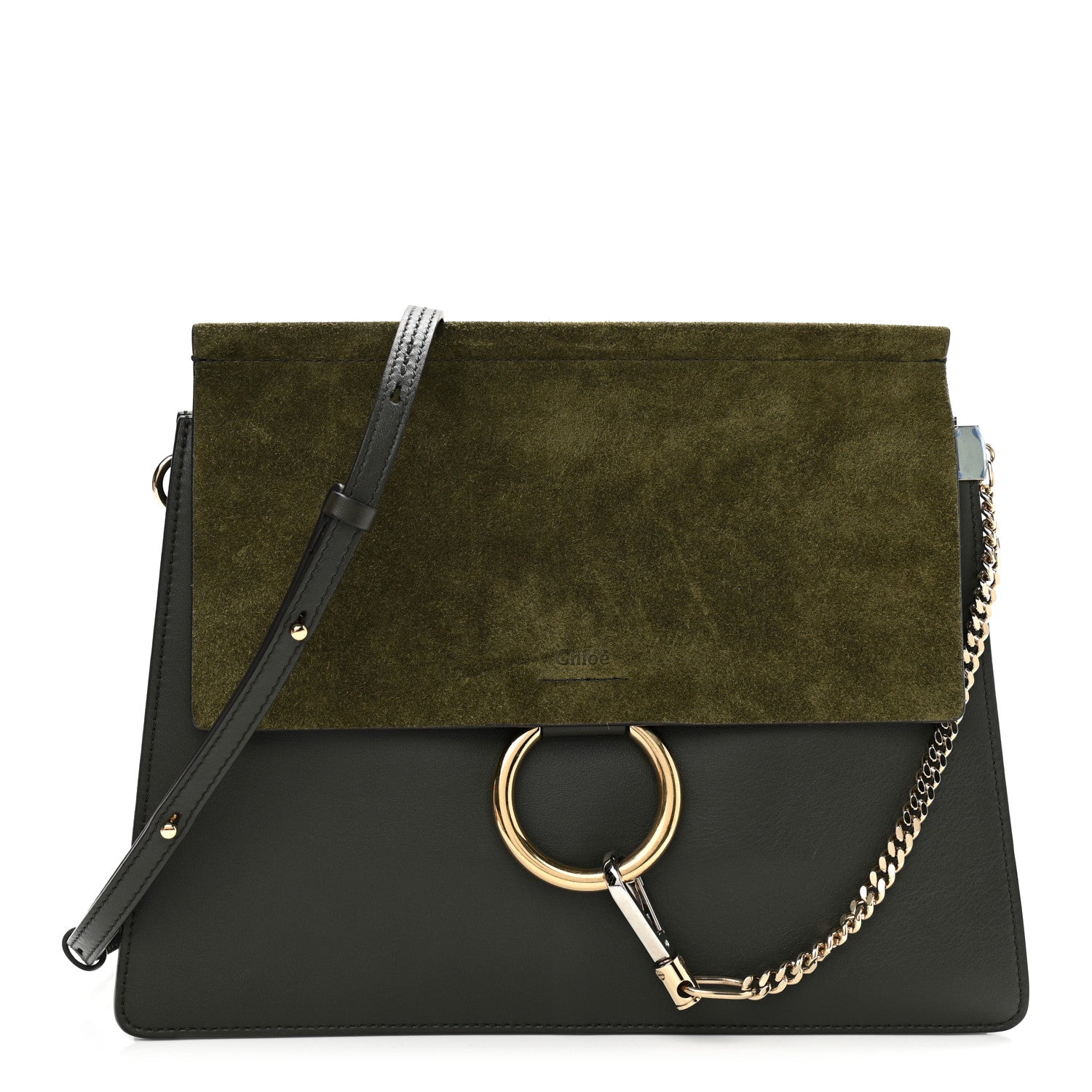 Chloe Suede Calfskin Medium Faye Shoulder Bag Deep Forest 1 of 10