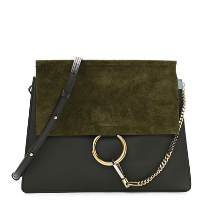 Chloe Suede Calfskin Medium Faye Shoulder Bag Deep Forest 1 of 10