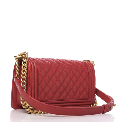 Chanel Caviar Quilted Medium Boy Flap Red 2 of 10