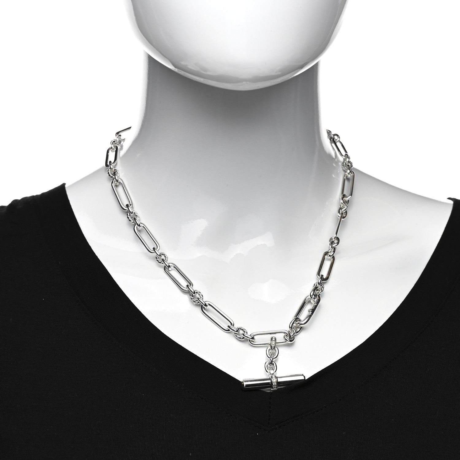 David Yurman Sterling Silver Diamond Small Lexington Chain Necklace 2 of 4