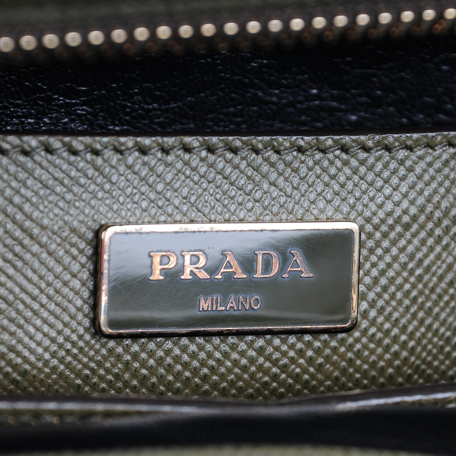 Prada Saffiano Cuir Top Handle Dome Tote Militare 6 of 10