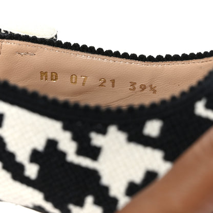 Christian Dior Cotton Ribbon Macro Houndstooth J'Adior Slingback Ballet Flats 39.5 Black White 7 of 8