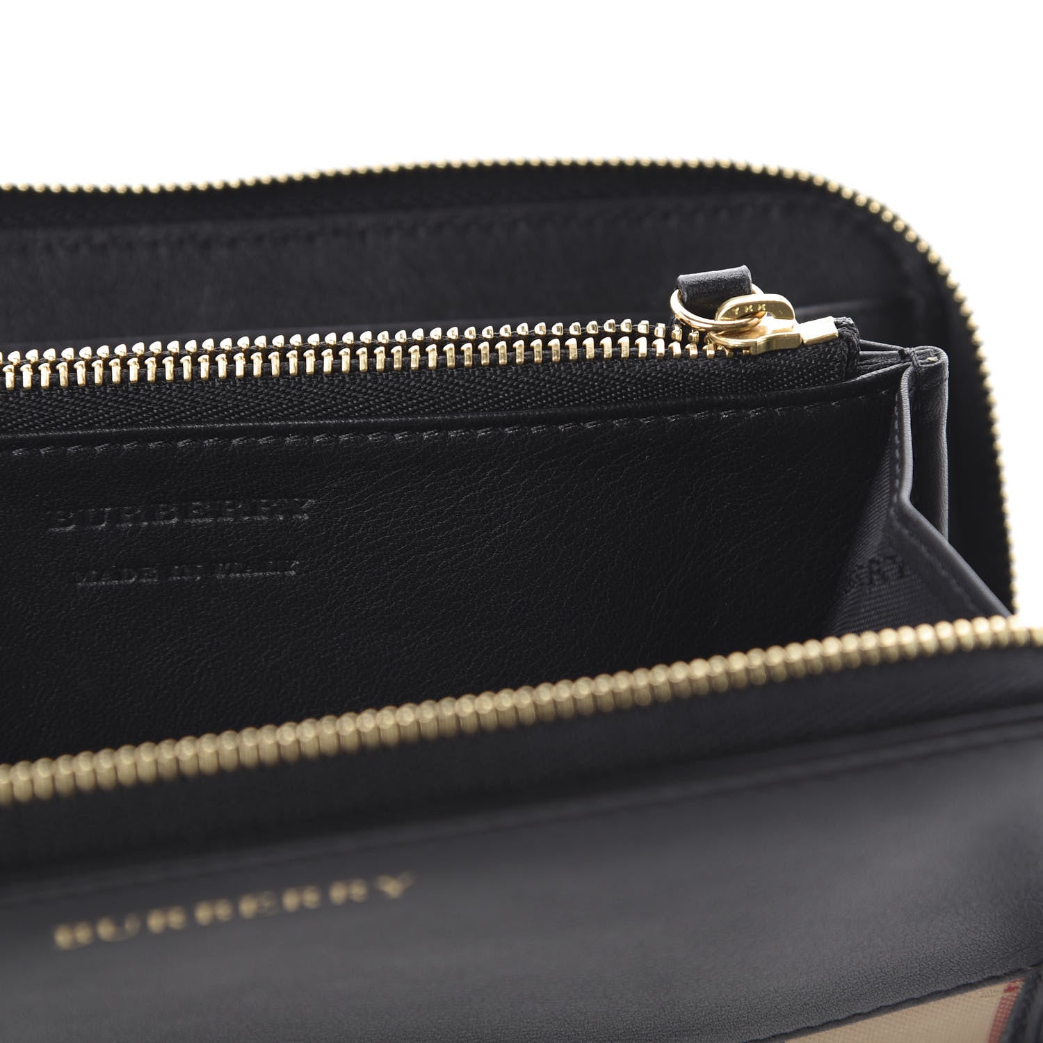 Burberry Calfskin House Check Elmore Zip Around Wallet Black 8 of 8