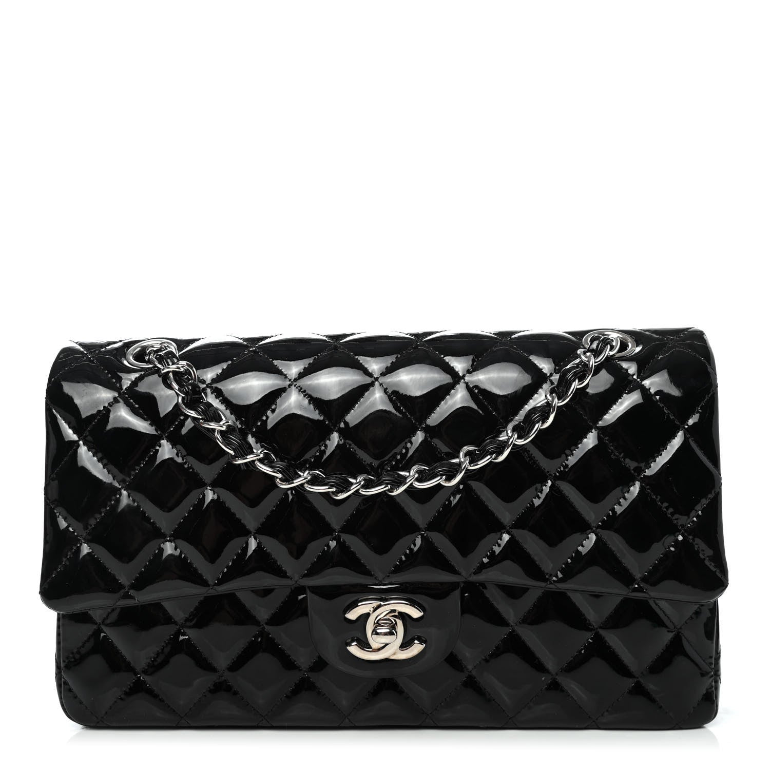 Chanel Patent Quilted Medium Double Flap Black 1 of 4