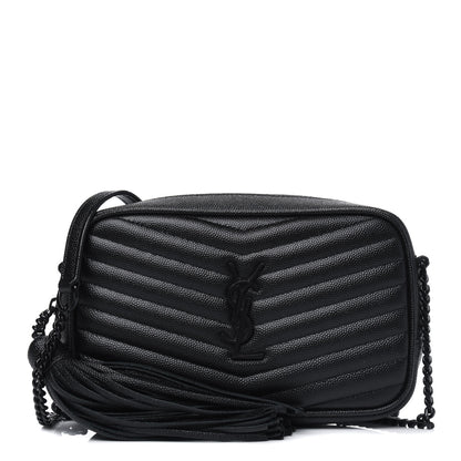 Saint Laurent Grain De Poudre Matelasse Monogram Mini Lou Camera Bag Black 1 of 6
