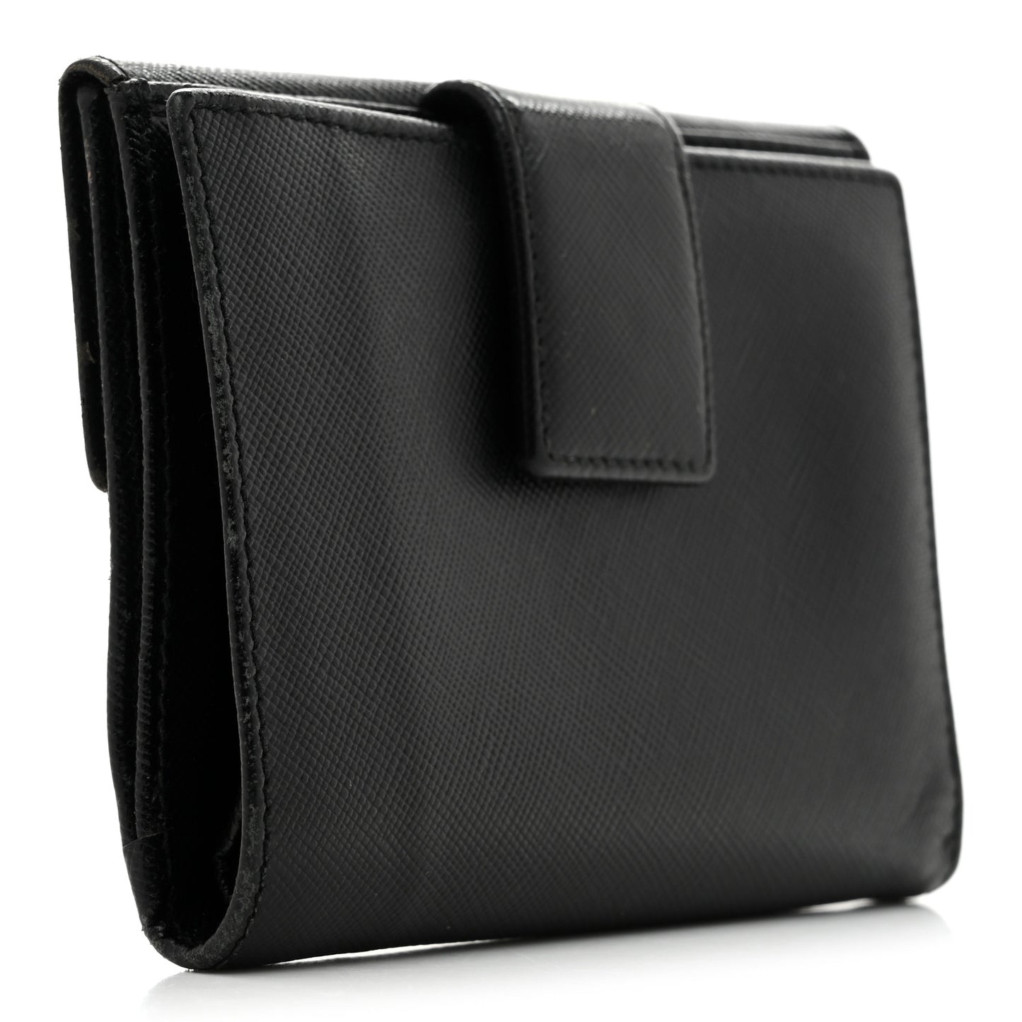 Saffiano Metal Tri-Fold Wallet Black
