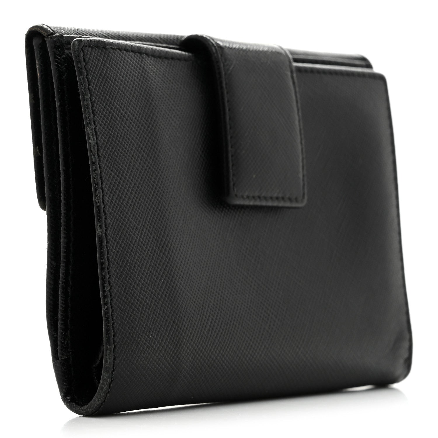 Prada Saffiano Metal Tri-Fold Wallet Black 3 of 11