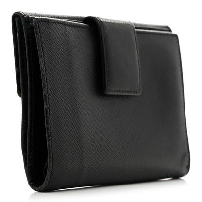 Prada Saffiano Metal Tri-Fold Wallet Black 3 of 11