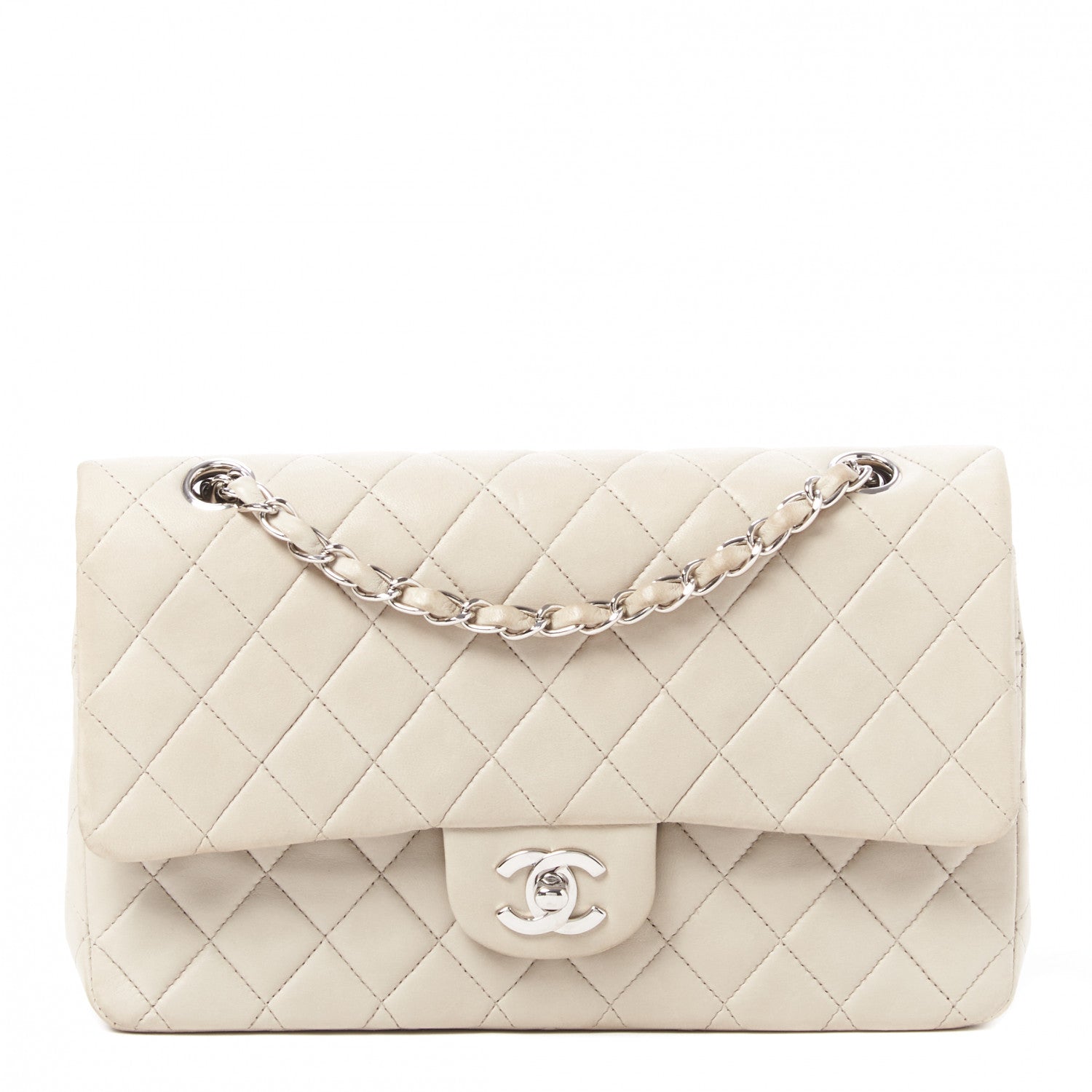Chanel Lambskin Quilted Medium Double Flap Grey 1 of 9