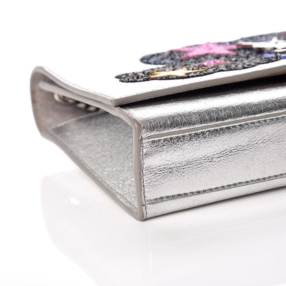 Saint Laurent Metallic Lambskin Medium Cloud Star Monogram Kate Satchel Argento 8 of 15