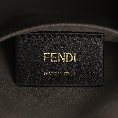 Fendi Glazed Fabric Vitello Century FF 1974 Stamp Patch Mini Double F Crossbody Bag Mogano Panna Black 6 of 9