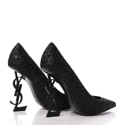 Saint Laurent Glitter Opyum Pumps 36 Black 4 of 9