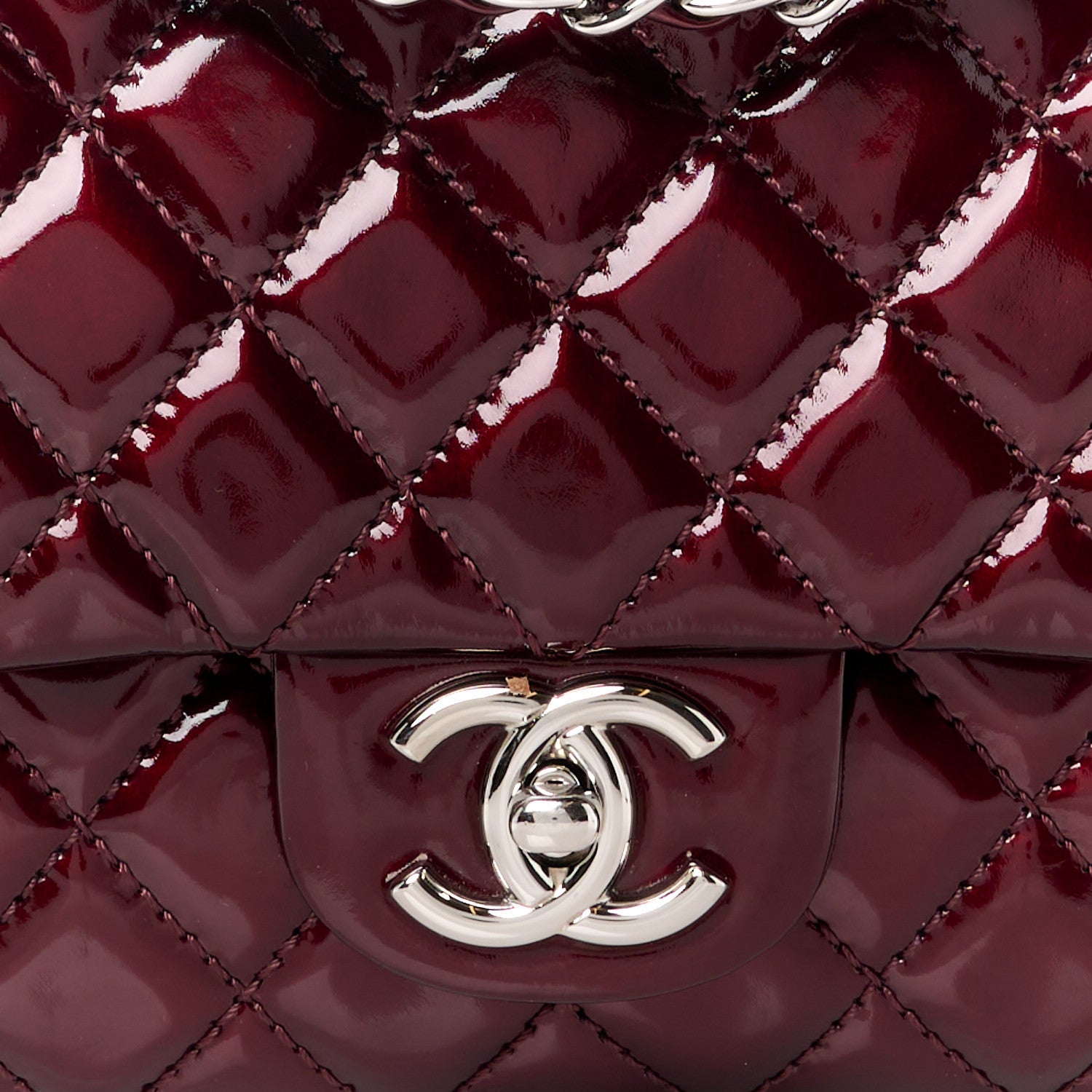 Chanel Patent Calfskin Quilted Medium Double Flap Burgundy 9 of 11
