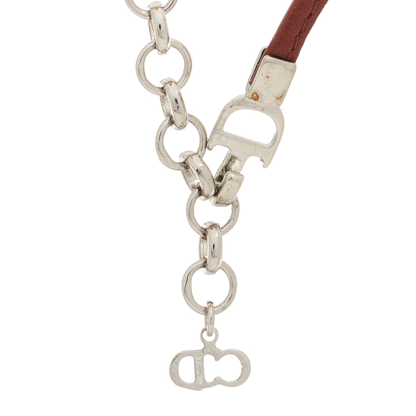 Calfskin CD Bow Choker Necklace Brown